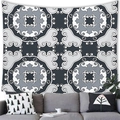 Detail of bohemian mandala tapestry featuring geometric patterns on home sofa wall - Gray Black White Mandala(7) / 100x70(Short Plush)