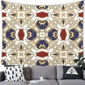 Detail of bohemian tapestry with vintage geometric patterns on a living room wall - Gold Cyan Red Retro Geometric(8) / 100x70(Short Plush)