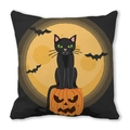 Halloween decorative pillow with black cat on pumpkin and full moon pattern - Black Cat on Jack-o'-lantern Moon (35)