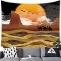 Detailed close-up of a desert sunset tapestry hanging above a modern living room sofa - Desert Sunset Style (17) / 100x70cm