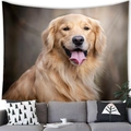 German Shepherd wall tapestry decor with soft fabric texture over a grey sofa - Adult Golden Retriever Style (17) / 100x70cm (Peach Skin)
