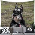 Realistic German Shepherd portrait wall tapestry displayed above a grey sofa for home decor - Schnauzer Portrait Style (11) / 100x70cm (Peach Skin)