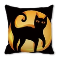 Halloween kussensloop met zwarte kat silhouette en oranje pompoen maan decor - Zwarte Kat Silhouet Gouden Pompoen Maan (36) / 45x45cm
