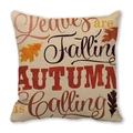 Funda de cojín otoñal con estampado Leaves are Falling AUTUMN is Calling en piel de melocotón - Especificación Estándar / Fondo Retro Beige Hojas Naranjas(33)