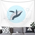 Tapiz de pared minimalista con ballena azul sobre fondo blanco para hogar moderno - 100x70(Piel de Melocotón) / Ballena Gris Minimalista Moderna