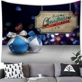 Modern living room wall tapestry featuring blue Christmas ornaments and holiday greetings - 150x100(Peach Skin) / Pattern 1-Blue Christmas Ball