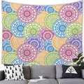 Bohemian mandala tapestry with vibrant orange and green floral patterns for wall decor - Colorful Mandala Circle Totem (2) / 150x100cm (Peach Skin)