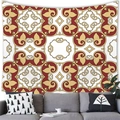 Bohemian tapestry with red and yellow geometric patterns hanging over a sofa - Red Yellow White Bohemian(11) / 100x70(Short Plush)
