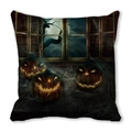 Halloween Kürbis-Laterne Deko-Kissenbezug für die Gestaltung von Sofas Zuhause - 45x45 cm / Drei Leuchtende Jack-O-Lanterns Spinnennetz Stil (32)