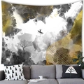 Ink landscape wall tapestry with black and white mountains and gold flowing lines - Chinese Landscape Style (3) / 100x70cm