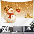 Cozy Christmas wall tapestry featuring a cute snowman above a modern grey sofa - Style 15 / 100x70(Peach Skin)