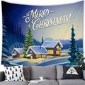 Merry Christmas tapestry with snowman and snow scene wall hanging for home decor - Style 8 / 100x70(Peach Skin)