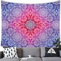 Bohemian mandala tapestry with blue and purple gradient floral pattern on gray wall - Blue-Purple Gradient Mandala (6) / 150x100cm (Peach Skin)