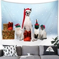 Detail of Christmas tapestry featuring a Great Dane and cats over a sofa in a living room - Great Dane and Cats Festive Style (1) / 150x100(Peach Skin)
