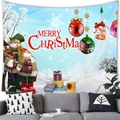 Merry Christmas snowman tapestry with gift boxes and ornaments on a snowy background - Peach Skin / Ice Blue Snow Snowman And Gift Ball Style (1) / Medium (150x100)