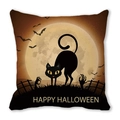 Halloween kussensloop met zwarte kat en pompoen op een vierkante decoratieve kussenhoes - Happy Halloween Zwarte Kat Volle Maan Zombie Hand (19) / 45x45cm
