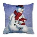 Kerst kussenhoes met sneeuwpop print van perzik huid stof voor bank decoratie huis - Twee Sneeuwpoppen Knuffel Stijl (2)