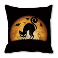 Halloween kussensloop met zwarte kat en pompoenmaan voor feestelijke bank decoratie - Bang Zwarte Kat Vleermuis Geest (21) / 45x45cm