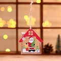 Decorazione natalizia in legno da appendere con Babbo Natale e corda di canapa rustica - Pendaglio in Legno Dipinto - Babbo Natale