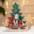 DIY wooden XMAS sled ornament with laser-cut Santa and green Christmas tree - Small Santa Style (圣诞diy雪橇)