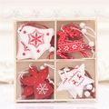 Set di decorazioni natalizie in legno con renne e campane rosse e bianche in scatola - 12 Ciondoli/Scatola (Opzione 1)