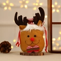 Grazioso sacchetto regalo di Natale a renna con corna di peluche su base rustica - Renna