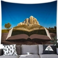 Arazzo paesaggistico con libro creativo con montagne bianche e colline verdi decorativo - Rocce Bianche Libro (9) / 100x70(Pelle di Pesca)