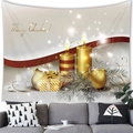 Tapiz navideño con velas doradas y regalos sobre un sofá gris de estilo moderno - 100x70(Piel de Melocotón) / Diseño Caja de Regalo Vela Oro Blanco Crema Aguja de Pino (7)