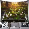 Arazzo da parete naturale con libro 3D che si fonde con foresta lussureggiante e fiori - Libro dei Fiori della Foresta (4) / 150x100(Pelle di Pesca)
