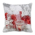 Merry Christmas peach skin square throw pillow cover with festive gift box and reindeer print - Red Gift Box Elk Candlestick Style (34) / 45x45cm(Cover Only)