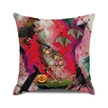 Detailed macro view of woven linen texture on a Halloween witch and pumpkin pillow case - Abstract Splatter Skull (8)