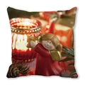 Detailed Christmas peach skin pillowcase showing cute angel with candle and pinecone motifs - Angel Figurine Candlelight Style (27) / 45x45cm(Cover Only)