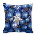 Detailed view of the square blue pillow with silver star and Christmas pine cone print - Dark Blue Silver Star Style (18) / 45x45cm(Cover Only)