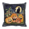 Halloween kussenhoes van perzikhuid met zwarte kat en pompoen illustratie print - Pompoen Zwarte Kat SCARY EEK (25) / 45x45cm