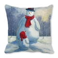 Merry Christmas kussenhoes met feestelijke winterse sneeuwpoppen op witte achtergrond - 45x45cm / Grote En Kleine Sneeuwpoppen Stijl (8)