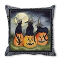 Halloween kussensloop met zwarte kat en pompoenen met heksenhoed graphics - Drie Zwarte Katten Pompoen Volle Maan (27) / 45x45cm