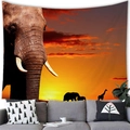 African elephant tapestry with sunset savannah scenery for living room wall decoration - 150x150 / Elephant Sunset Silhouette (Style 2)
