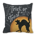 Halloween kussensloop met zwarte kat en volle maan motief van zachte perzikhuid stof - Furry Zwarte Kat Trick or Treat (29) / 45x45cm