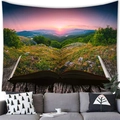 Arazzo creativo con libro e paesaggio montano al tramonto sopra un divano in stile moderno - Libro Colline al Tramonto (5) / 100x70(Pelle di Pesca)