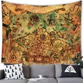Arazzo vintage con bussola nautica e motivi aztechi e maya per decorazione murale di casa - 150x150 / Stile Civiltà Maya (4)