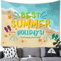Arazzo con paesaggio da spiaggia a cartoni e scritta Best Summer Holidays sopra un divano - 200x150cm / Stile 2