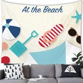 Arazzo da parete a tema spiaggia con occhiali da sole e conchiglie sopra un divano - 200x150cm / Stile 4