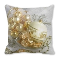 Christmas peach skin pillowcase with golden angel ornaments and festive pine needles - Gold Christmas Ball Style (5) / 45x45cm(Cover Only)