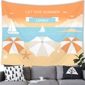 Dettaglio dell'arazzo estivo da spiaggia con ombrellone e scritta decorativa - 100X70 / Stile 9