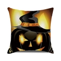 Halloween decorative square pillowcase with a cartoon witch hat pumpkin lamp and web detail - Fire-lit Pumpkin Witch Hat (26)