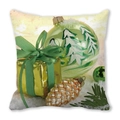 Merry Christmas peach skin pillowcase with green ornament and golden gift box print - Green Christmas Ball Gift Style (6) / 45x45cm(Cover Only)
