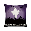 Halloween decorative pillow case with purple ghost and bat pattern HAPPY HALLOWEEN design - Purple Gradient Happy Halloween Style (12)