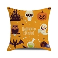 Detailed texture of square Halloween pillow cover with ghost and pumpkin illustrations - Orange Background Halloween Element Style (14)