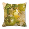Green and gold Christmas pillowcase with star ornaments, candles, and gift boxes - Light Green Gold Gift Style (7) / 45x45cm(Cover Only)