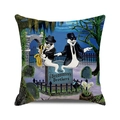 Detail of Halloween pillow case with The Blues Brothers ghosts and cemetery scene - Blues Brothers Ghost Tribute Style (19)